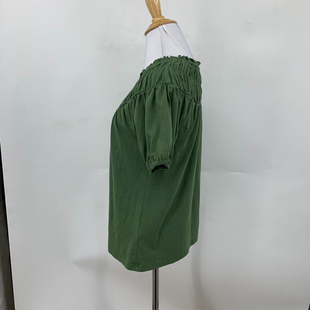 J Crew Circle Smocked Tee Womens XS Extra Small Avocado Keyhole Short Sleeve - Picture 5 of 12